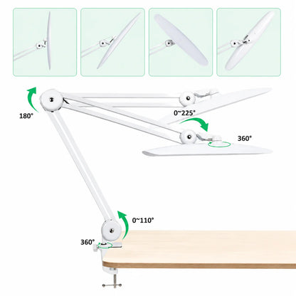 Lampe de bureau led blanche articulée avec fixation pince
