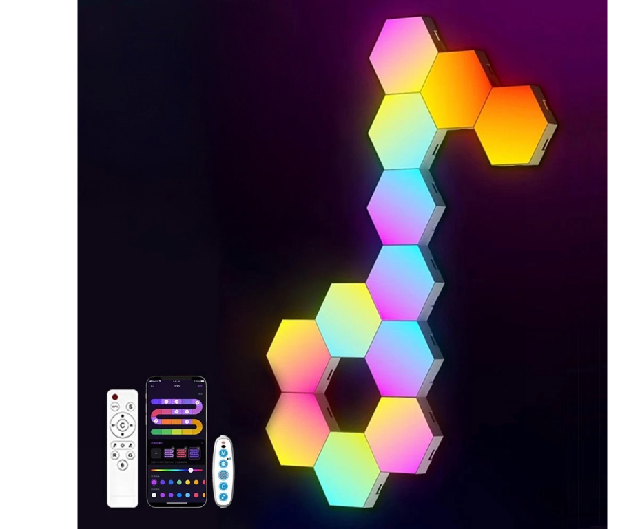 Applique murale hexagonale LED forme note de musique RGB
