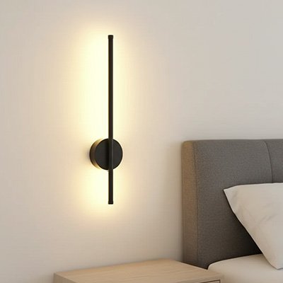 Applique murale led noire dans une chambre