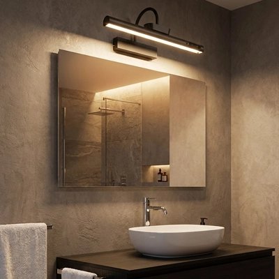 Applique murale salle de bain noire miroir rectangulaire vasque design